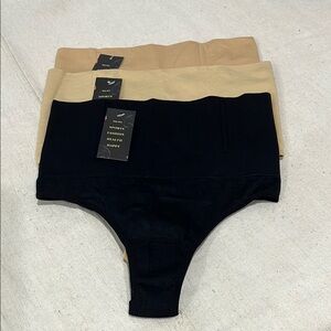 Hey Girl Black and Tan High Waisted Thong Shapewear Briefs
